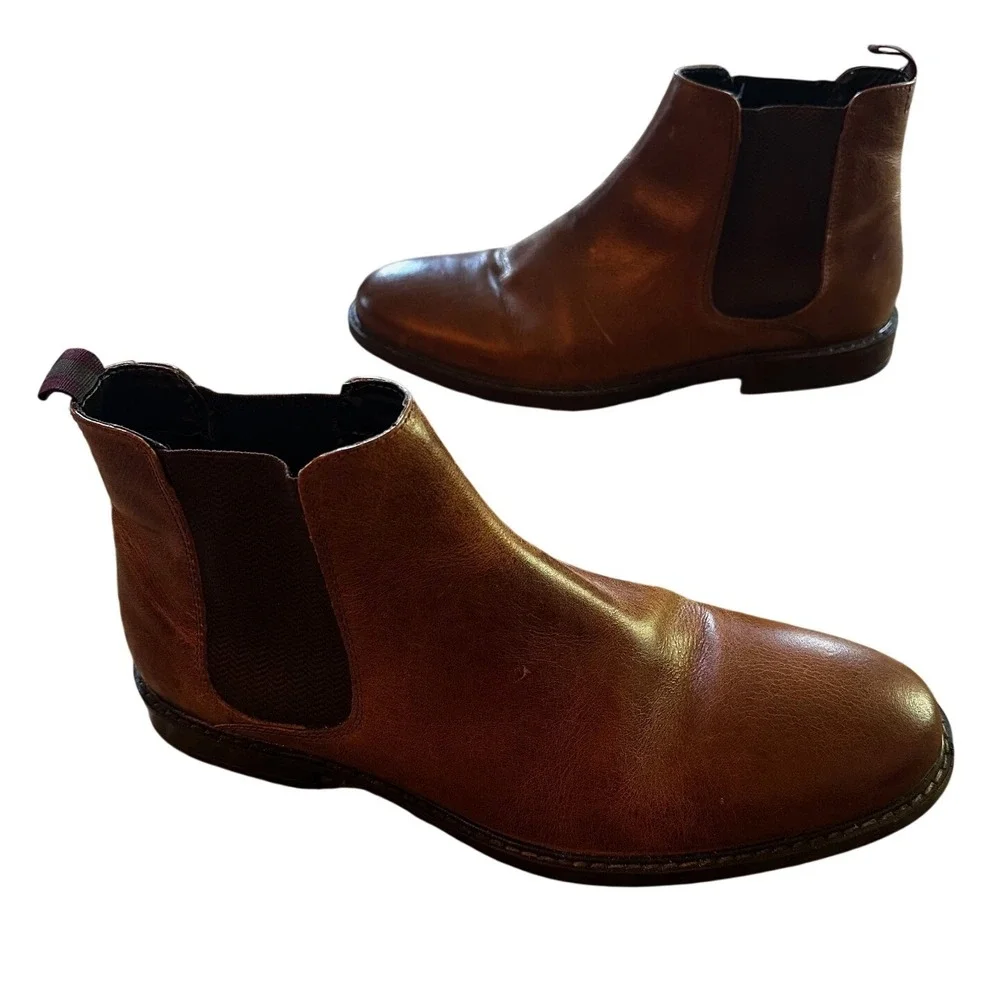 Crown Vintage Glory 2 Chelsea Boots Cognac Brown Leather Ankle Boot Size 12